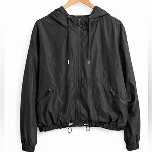 Love & Sports Black Hooded Windbreaker Jacket XXL 20 Athleisure Zip